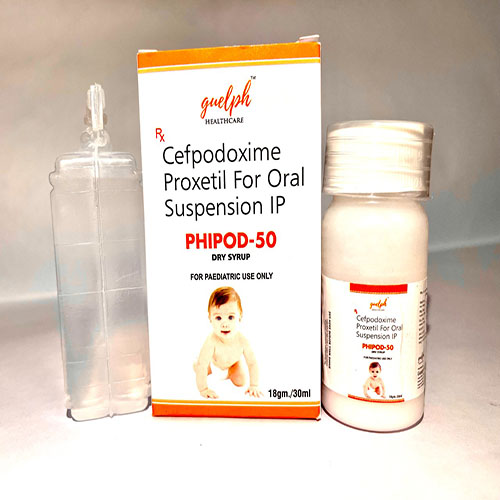 Product Name: Phipod 50, Compositions of Phipod 50 are Cefpodoxime Proxetil for Oral Suspention IP - Guelph Healthcare Pvt. Ltd