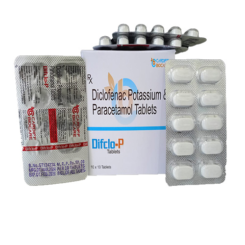 Product Name: Difclo P, Compositions of Difclo P are Diclofenac Potassium & Paracetamol Tablets  - Cardiff Biocare