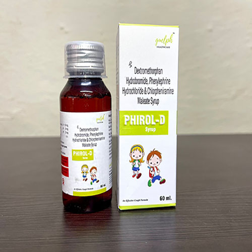 Product Name: Phirol D, Compositions of Dextromethorphan Hydrobromide, Phenylephrine Hydrochloride & Chlorpheniramine Maleate Syrup are Dextromethorphan Hydrobromide, Phenylephrine Hydrochloride & Chlorpheniramine Maleate Syrup - Guelph Healthcare Pvt. Ltd