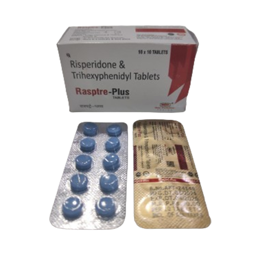 Product Name: Rasptre Plus, Compositions of Rasptre Plus are Risperidone & Trihexyphenidyl Tablets  - Holy Evolution Pharma