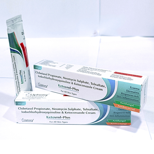 Product Name: Ketovrol Plus, Compositions of Ketovrol Plus are Clobestol propionate,Neomycin sulphate,ketoconazole,Iodochlorhydroxyquinione,Tolnaftate - Euphony Healthcare