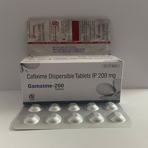 Product Name: Gamxime 200, Compositions of Gamxime 200 are Cefixime Dispersible Tablets IP 200 mg  - Gamro Pharmaceuticals