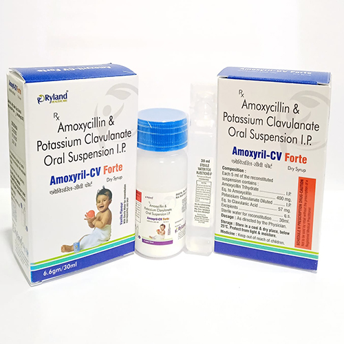 Product Name: Amoxyril CV Forte, Compositions of Amoxycillin & Potassium Clavulanate Oral Suspension I.P. are Amoxycillin & Potassium Clavulanate Oral Suspension I.P. - Ryland Health Care