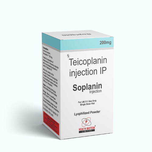 Product Name: SOPLANIN, Compositions of SOPLANIN are Teicoplanin Injecton IP - Health Biotech Limited