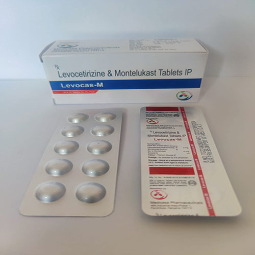 Product Name: Levocas M, Compositions of Levocas M are Levocetirizine & Montelukast Tablets Ip - Medicasa Pharmaceuticals