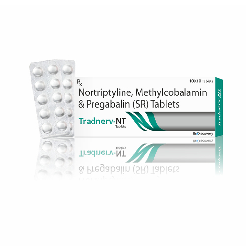 Product Name: Tradnerv NT, Compositions of Tradnerv NT are Nortriptyline, Methylcobalamin & Pregabalin (SR) Tablets - Biodiscovery Lifesciences Private Limited