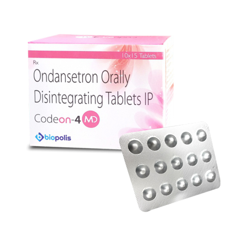 Product Name: CODEON 4, Compositions of Ondansetron Orally Disintegrating Tablets IP are Ondansetron Orally Disintegrating Tablets IP - Biopolis Lifesciences Private Limited