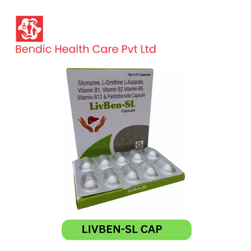 Product Name: LIVBEN SL, Compositions of LIVBEN SL are Silymarine, L-Ornithine L-Asparete, Vitamin B1, vITAMIN B2 Vitamin B2 Vitamin-B6, Vitamin-B12 & Pantothenate Capsules - Bendic Healthcare Private Limited