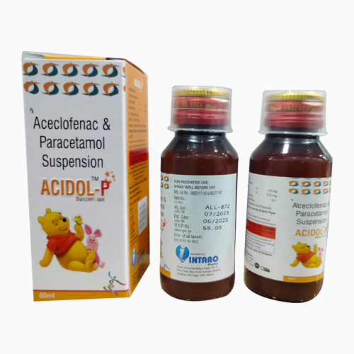 Product Name: ACIDOL P, Compositions of ACIDOL P are Aceclofenac & Paracetamol Suspension - Access Life Science