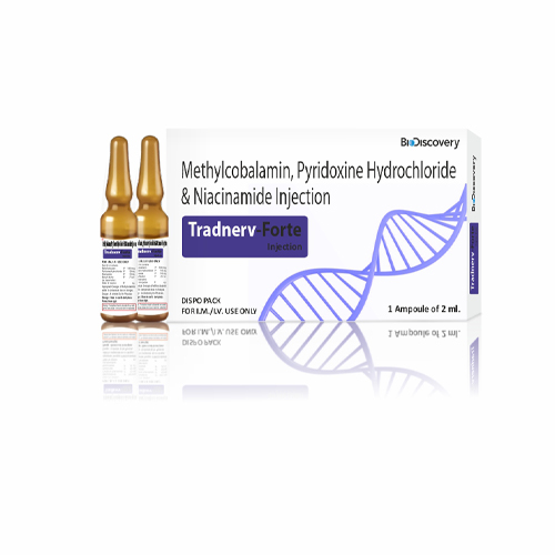 Product Name: Tradnerv Forte, Compositions of Tradnerv Forte are Methylcobalamin, Pyridoxine Hydrochloride & Niacinamide Injection  - Biodiscovery Lifesciences Private Limited