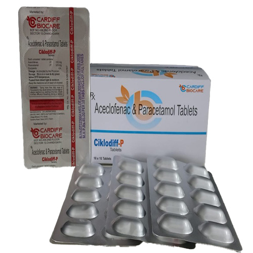 Product Name: Ciklodiff P, Compositions of Aceclofenac & Paracetamol Tablets  are Aceclofenac & Paracetamol Tablets  - Cardiff Biocare