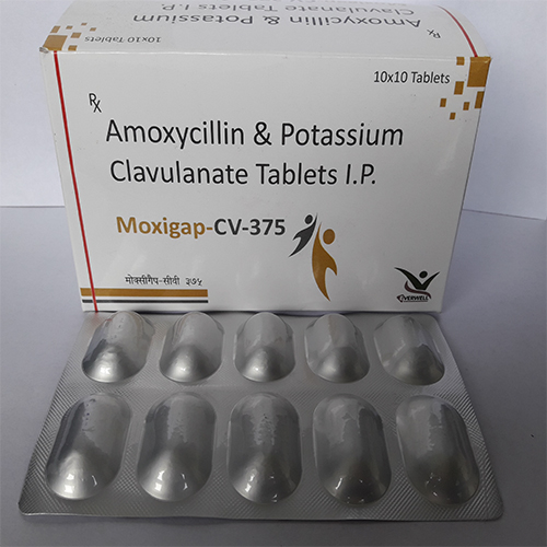 Product Name: Moxigap CV 375 , Compositions of Moxigap CV 375  are Amoxycillin & Potassium Clavulanate Tablets I.P - Orange Biotech Private Limited