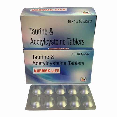 Product Name: NUROMK LIFE, Compositions of NUROMK LIFE are Taurine & Acetylcysteine Tablets - MK Healthcare