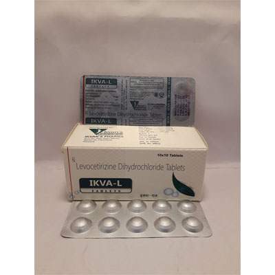 Product Name: Ikva L Tablets, Compositions of Ikva L Tablets are Levocetirizine Dihydrochloride Tablets IP - Ikvans Pharma