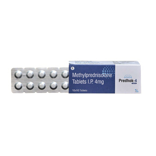 Product Name: Predhok 4, Compositions of Predhok 4 are Methylprednisolone Tablets I.P. 4mg - Hikona Lifesciences