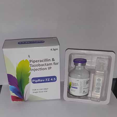 Product Name: Piprev TZ 4.5, Compositions of Piprev TZ 4.5 are Piperacillin & Tazobactam for injection IP - Aarvi Drugs