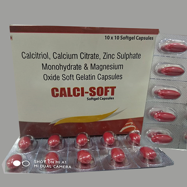 Product Name: Calci Soft, Compositions of Calci Soft are Calcitriol, Calcium Citrate, Zinc Sulphate Monohydrate & Magnesium Oxide Soft Gelatin Capsules - Biovista Lifesciences