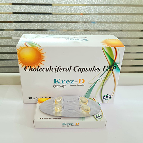 Product Name: Krej D, Compositions of Krej D are Cholecalciferol Capsules USP - Kriti Lifesciences