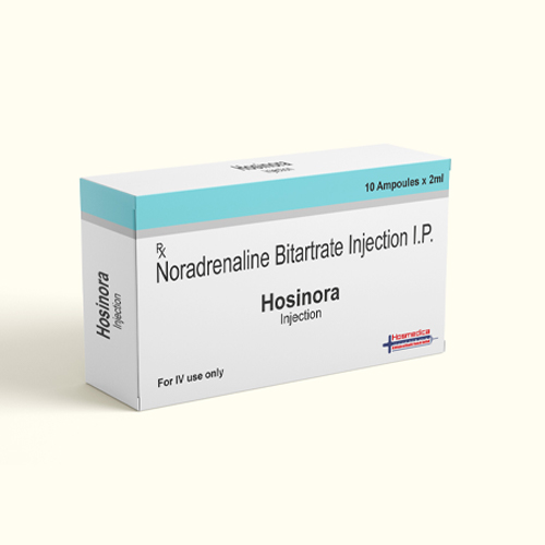 Product Name: Hosinora, Compositions of Hosinora are Noradrenaline Bitartrate Injection I.P. - Health Biotech Limited