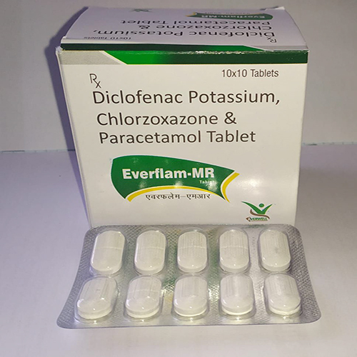 Product Name: Everflam MR , Compositions of Everflam MR  are Diclofenac Potassium, Chlorzoxazone & Paracetamol Tablet  - Everwell Pharma Private Limited