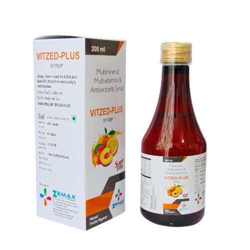 Product Name: VITZED PLUS, Compositions of VITZED PLUS are Mültriinent Multivitamin & Antidote Syrup - Zemax Pharma