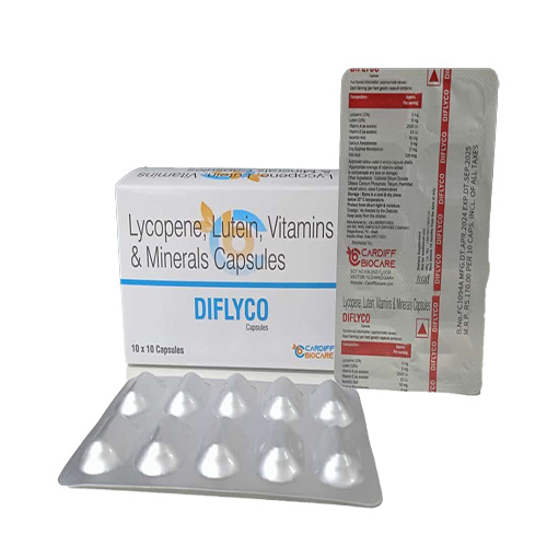 Product Name: Diflyco, Compositions of Lycopene Lutein, Vitamins & Minerals Capsules  are Lycopene Lutein, Vitamins & Minerals Capsules  - Cardiff Biocare