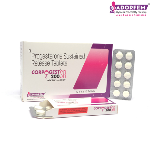 Product Name: CORPOGEST SR 200, Compositions of CORPOGEST SR 200 are Progesterone sustained release tablets - Cheminnova Life Sciences