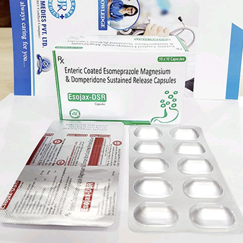 Product Name: Esojax DSR, Compositions of Enteric Coated Esomeprazole Magnesium & Domperidone Sustained Release are Enteric Coated Esomeprazole Magnesium & Domperidone Sustained Release - Jaxrane Remedies Private Limited