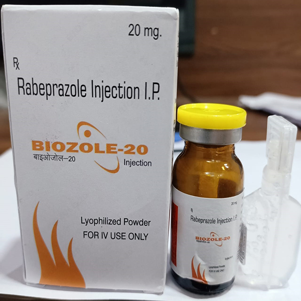 Product Name: Biozole 20, Compositions of Biozole 20 are Rabeprazole Injection I.P. - Biovista Lifesciences