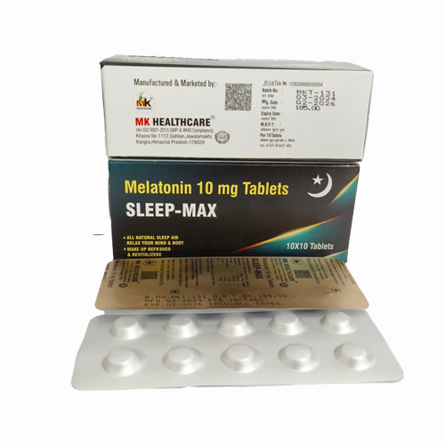 Product Name: SLEEP MAX, Compositions of SLEEP MAX are Melatonin 10 mg Tablets - MK Healthcare