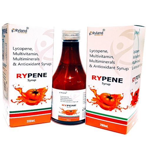 Product Name: Rypene, Compositions of Rypene are Lycopene Multivitamin, Multiminerals, & Antioxidant Syrup - Ryland Health Care