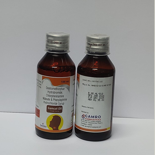 Product Name: Gamcol DX, Compositions of Gamcol DX are Dextromethorphan Hydrobromide, Chlorpheniramine Maleate & Phenylephone Hydrochloride Syrup  - Gamro Pharmaceuticals