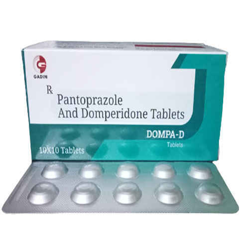 Product Name: DOMPA D, Compositions of DOMPA D are PANTOPRAZOLE 40 MG + DOMPERIDONE 10 MG - Gadin Pharmaceuticals Pvt. Ltd