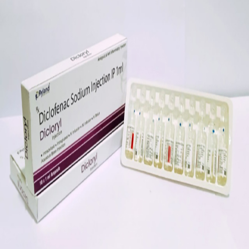 Product Name: Dicloryl, Compositions of Dicloryl are Diclofenac Sodium Injection IP 1ml  - Ryland Health Care