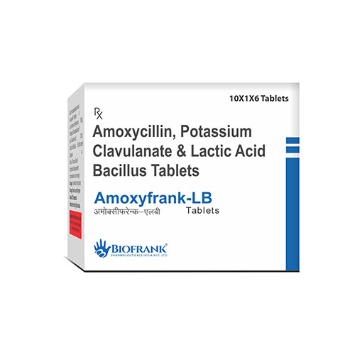Product Name: Amoxyfrank LB, Compositions of Amoxyfrank LB are Amoxycillin,potassium Clavulanate &  Lactic Acid Bacillus Tablets - Biofrank Pharmaceuticals India Private Limited