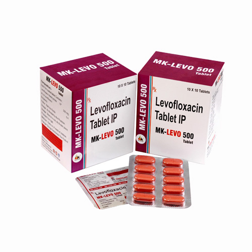 Product Name: MK LEVO 500, Compositions of Levofloxacin Tablet IP are Levofloxacin Tablet IP - MK Healthcare