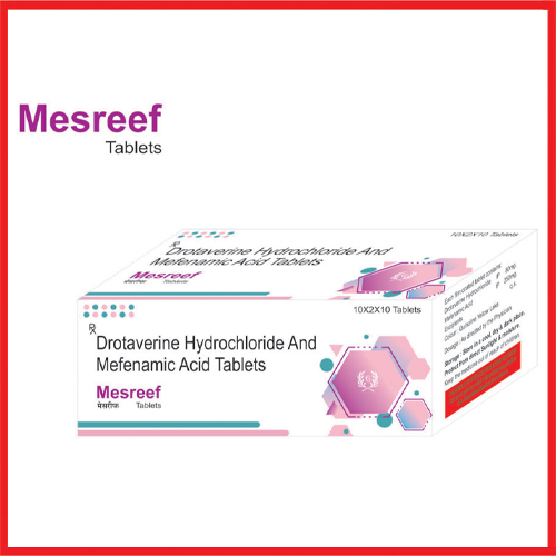 Product Name: Mesreef , Compositions of are Drotaverine Hydrochloride and Mefenamic Acid Tablets - Greef Formulations