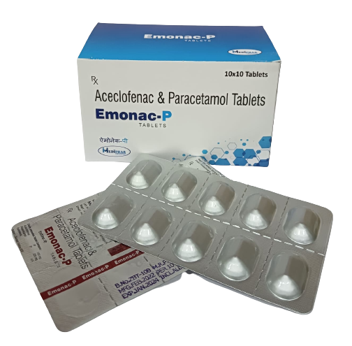 Product Name: Emonac  P, Compositions of Aceclofenac and Paracetamol Tablets are Aceclofenac and Paracetamol Tablets - Mediphar Lifesciences Private Limited