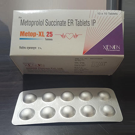 Product Name: Metop Xl 25, Compositions of are Metoprolol Succinate ER Tablets - Xenon Pharma Pvt. Ltd