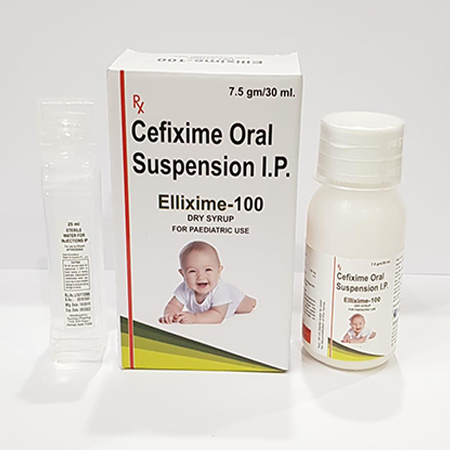 Product Name: Ellixime 100, Compositions of Ellixime 100 are Cefixime Oral Suspension IP - Ellanjey Lifesciences