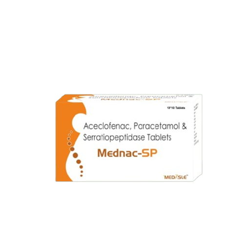 Product Name: MEDNAC SP, Compositions of MEDNAC SP are Aceclofenac, Paracetamol & Serratiopeptidase Tablets  - Medisle Pharma