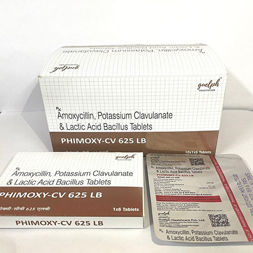 Product Name: Phimoxy Cv 625 Lb, Compositions of Amoxycillin,Potassium Clavulanate & Lactic Acid Bacillus Tablets are Amoxycillin,Potassium Clavulanate & Lactic Acid Bacillus Tablets - Guelph Healthcare Pvt. Ltd