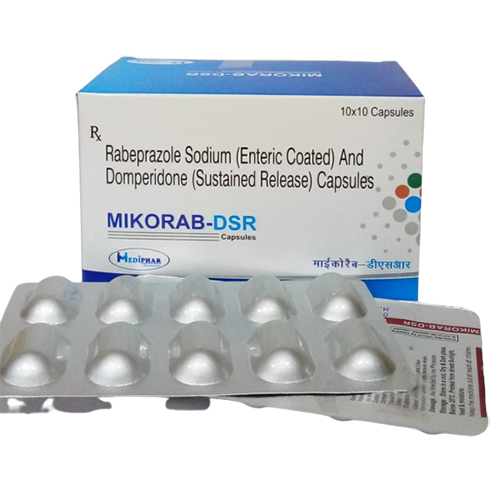 Product Name: Mikorab DSR, Compositions of Rabepranazole Sodium (EC) and Domperidone (SR) Capsules are Rabepranazole Sodium (EC) and Domperidone (SR) Capsules - Mediphar Lifesciences Private Limited