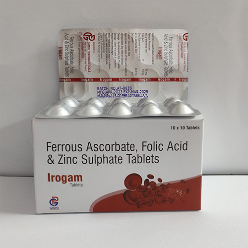 Product Name:  Irogam, Compositions of  Irogam are Ferrous Ascorbate, Folic Acid & Zinc Sulphate Tablets  - Gamro Pharmaceuticals