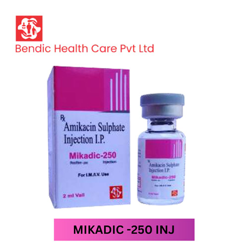 Product Name: MIKADIC 250, Compositions of Amikacin Sulphate Injection IP are Amikacin Sulphate Injection IP - Bendic Healthcare Private Limited