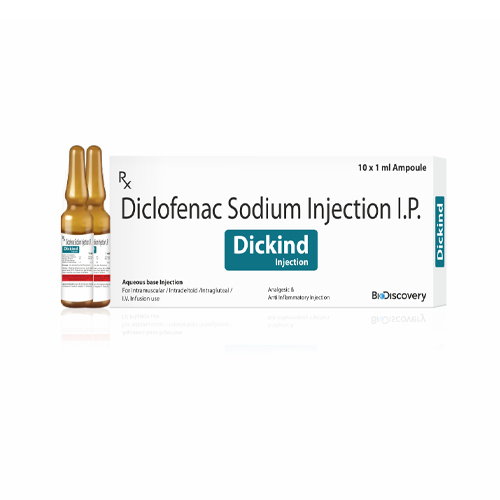 Product Name: Dickind, Compositions of Dickind are Diclofenac Sodium Injection I.P - Biodiscovery Lifesciences Private Limited