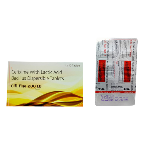 Product Name: CIFI FINE 200 LB, Compositions of CIFI FINE 200 LB are Cefixime With Lactic Acid Bacillus Dispersible Tablets - Access Life Science