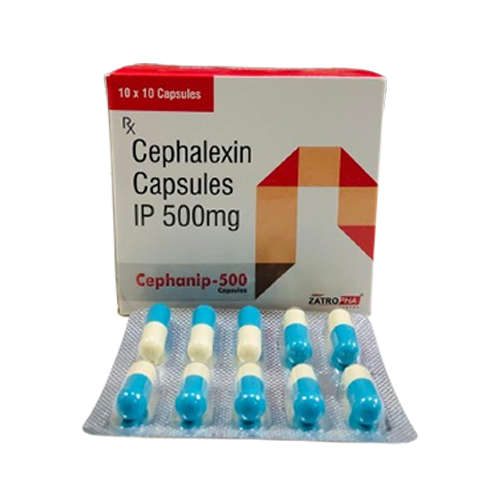 Product Name: Cephanip 500, Compositions of Cephanip 500 are Cephalexin Capsules IP 500mg - Zatropha Pharma