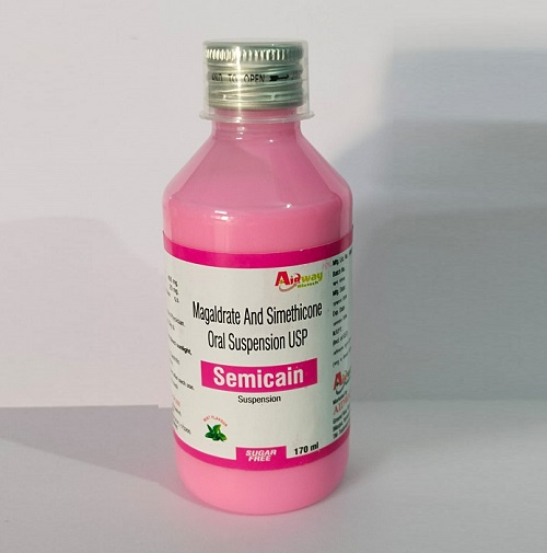 Product Name: Semicain, Compositions of are magaldrate and simethicone oral suspension USP - Aidway Biotech