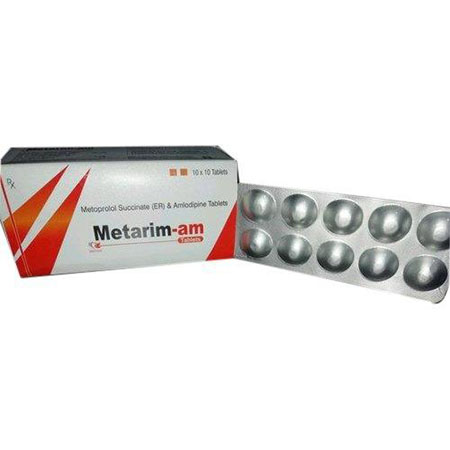 Product Name: Metarim am, Compositions of Metarim am are Metoprolol Succinate Extended Release Tablets - Rhythm Biotech Private Limited